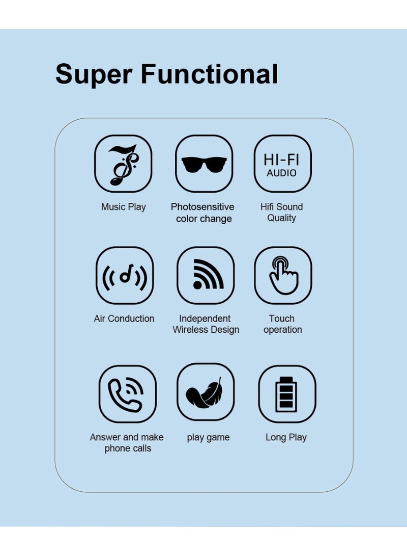 Smart Audio Bluetooth Glasses, Photochromic Auto Color Changing, Hands-Free Call & Music, Suitable for Sports Cycling, Anti-UV Outdoor Eyewear - Image 3